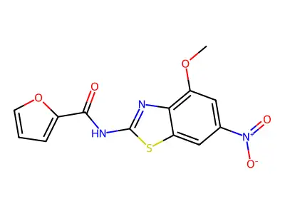 N-(4-methoxy-6-nitro-1,3-benzothiazol-2-yl)furan-2-carboxamide structure