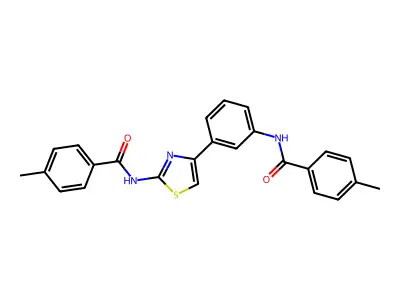 4-methyl-N-(4-(3-(4-methylbenzamido)phenyl)thiazol-2-yl)benzamide structure