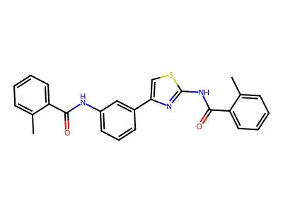 2-methyl-N-[3-[2-[(2-methylbenzoyl)amino]-1,3-thiazol-4-yl]phenyl]benzamide structure