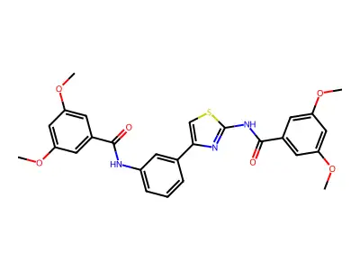 N-(4-(3-(3,5-dimethoxybenzamido)phenyl)thiazol-2-yl)-3,5-dimethoxybenzamide structure