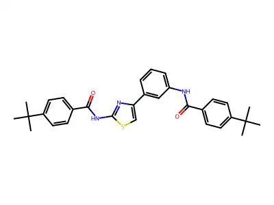 4-tert-butyl-N-[3-[2-[(4-tert-butylbenzoyl)amino]-1,3-thiazol-4-yl]phenyl]benzamide structure