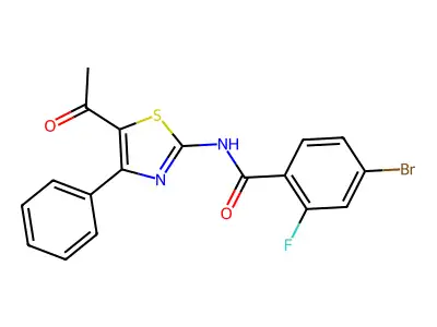 N-(5-acetyl-4-phenyl-1,3-thiazol-2-yl)-4-bromo-2-fluorobenzamide structure