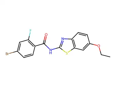 4-bromo-N-(6-ethoxy-1,3-benzothiazol-2-yl)-2-fluorobenzamide structure