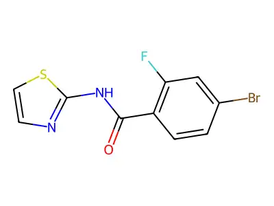 4-bromo-2-fluoro-N-(1,3-thiazol-2-yl)benzamide structure