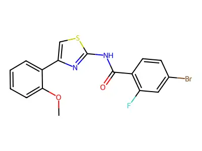 4-bromo-2-fluoro-N-[4-(2-methoxyphenyl)-1,3-thiazol-2-yl]benzamide structure