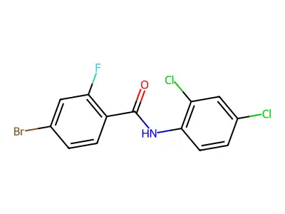 4-bromo-N-(2,4-dichlorophenyl)-2-fluorobenzamide structure