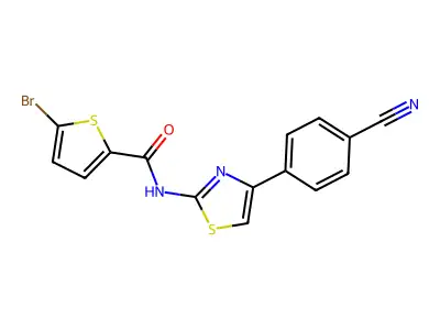 5-bromo-N-[4-(4-cyanophenyl)-1,3-thiazol-2-yl]thiophene-2-carboxamide structure