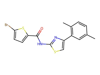 5-bromo-N-[4-(2,5-dimethylphenyl)-1,3-thiazol-2-yl]thiophene-2-carboxamide structure
