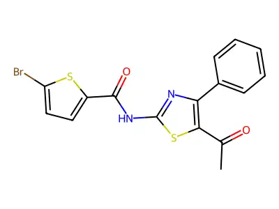 N-(5-acetyl-4-phenyl-1,3-thiazol-2-yl)-5-bromothiophene-2-carboxamide structure