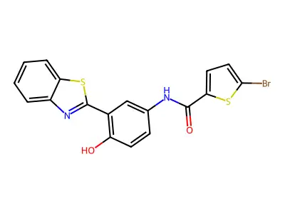 N-(3-(benzo[d]thiazol-2-yl)-4-hydroxyphenyl)-5-bromothiophene-2-carboxamide structure