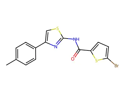 5-bromo-N-[4-(4-methylphenyl)-1,3-thiazol-2-yl]thiophene-2-carboxamide structure