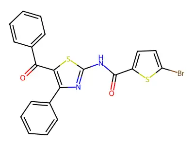 N-(5-benzoyl-4-phenyl-1,3-thiazol-2-yl)-5-bromothiophene-2-carboxamide structure