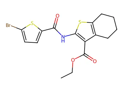 ethyl 2-(5-bromothiophene-2-carboxamido)-4,5,6,7-tetrahydrobenzo[b]thiophene-3-carboxylate structure