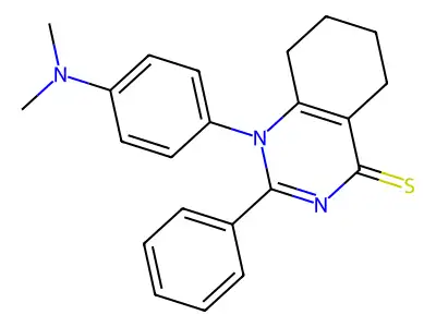 1-(4-(dimethylamino)phenyl)-2-phenyl-5,6,7,8-tetrahydroquinazoline-4(1H)-thione structure