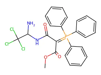methyl 3-((1-amino-2,2,2-trichloroethyl)amino)-3-oxo-2-(triphenylphosphoranylidene)propanoate structure