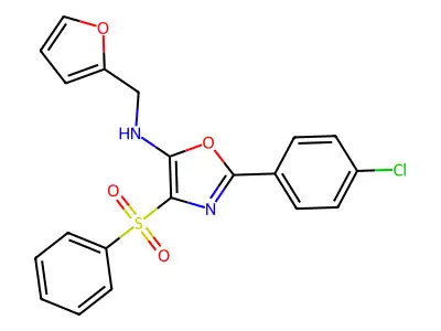 2-(4-chlorophenyl)-N-(furan-2-ylmethyl)-4-(phenylsulfonyl)oxazol-5-amine structure