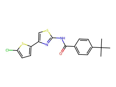 4-tert-butyl-N-[4-(5-chlorothiophen-2-yl)-1,3-thiazol-2-yl]benzamide structure