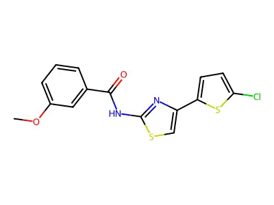 N-[4-(5-chlorothiophen-2-yl)-1,3-thiazol-2-yl]-3-methoxybenzamide structure