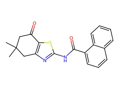 N-(5,5-dimethyl-7-oxo-4,5,6,7-tetrahydrobenzo[d]thiazol-2-yl)-1-naphthamide structure