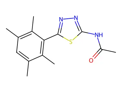 N-[5-(2,3,5,6-tetramethylphenyl)-1,3,4-thiadiazol-2-yl]acetamide structure