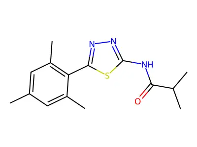 N-(5-mesityl-1,3,4-thiadiazol-2-yl)isobutyramide structure