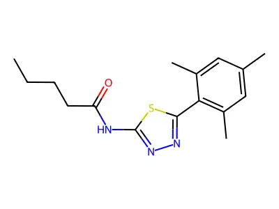 N-[5-(2,4,6-trimethylphenyl)-1,3,4-thiadiazol-2-yl]pentanamide structure