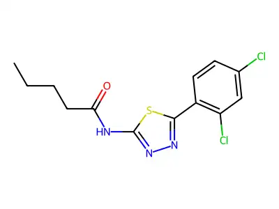 N-[5-(2,4-dichlorophenyl)-1,3,4-thiadiazol-2-yl]pentanamide structure