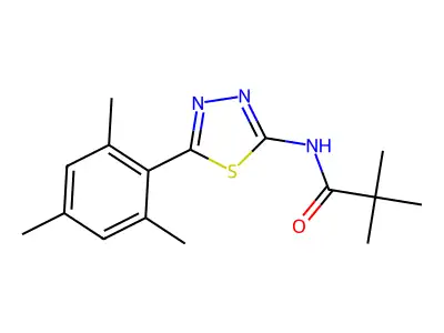 2,2-dimethyl-N-[5-(2,4,6-trimethylphenyl)-1,3,4-thiadiazol-2-yl]propanamide structure