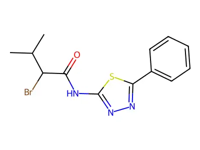 2-bromo-3-methyl-N-(5-phenyl-1,3,4-thiadiazol-2-yl)butanamide structure