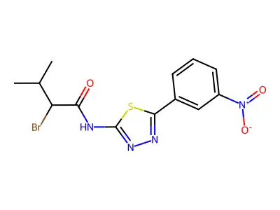 2-bromo-3-methyl-N-[5-(3-nitrophenyl)-1,3,4-thiadiazol-2-yl]butanamide structure
