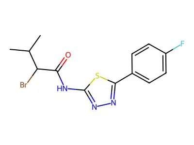 2-bromo-N-[5-(4-fluorophenyl)-1,3,4-thiadiazol-2-yl]-3-methylbutanamide structure