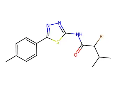 2-bromo-3-methyl-N-[5-(4-methylphenyl)-1,3,4-thiadiazol-2-yl]butanamide structure