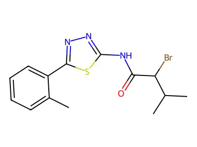 2-bromo-3-methyl-N-[5-(2-methylphenyl)-1,3,4-thiadiazol-2-yl]butanamide structure
