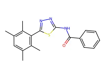 N-[5-(2,3,5,6-tetramethylphenyl)-1,3,4-thiadiazol-2-yl]benzamide structure