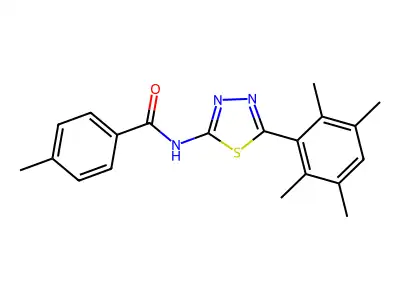 4-methyl-N-[5-(2,3,5,6-tetramethylphenyl)-1,3,4-thiadiazol-2-yl]benzamide structure