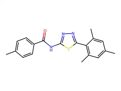 4-methyl-N-[5-(2,4,6-trimethylphenyl)-1,3,4-thiadiazol-2-yl]benzamide structure