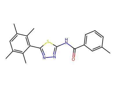 3-methyl-N-[5-(2,3,5,6-tetramethylphenyl)-1,3,4-thiadiazol-2-yl]benzamide structure