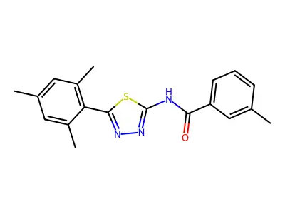 3-methyl-N-[5-(2,4,6-trimethylphenyl)-1,3,4-thiadiazol-2-yl]benzamide structure