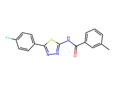 N-[5-(4-fluorophenyl)-1,3,4-thiadiazol-2-yl]-3-methylbenzamide structure