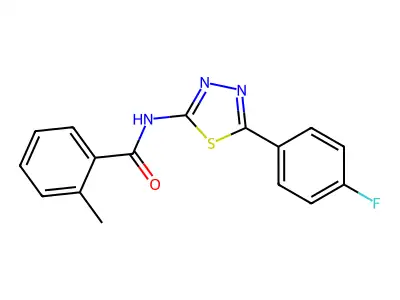 N-[5-(4-fluorophenyl)-1,3,4-thiadiazol-2-yl]-2-methylbenzamide structure