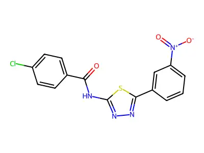 4-chloro-N-[5-(3-nitrophenyl)-1,3,4-thiadiazol-2-yl]benzamide structure