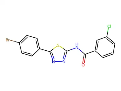 N-[5-(4-bromophenyl)-1,3,4-thiadiazol-2-yl]-3-chlorobenzamide structure