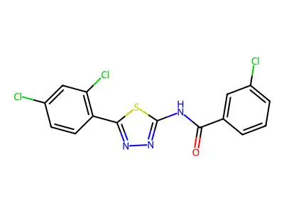 3-chloro-N-[5-(2,4-dichlorophenyl)-1,3,4-thiadiazol-2-yl]benzamide structure