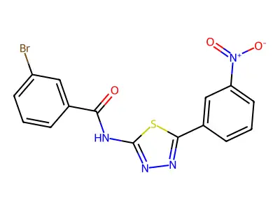 3-bromo-N-[5-(3-nitrophenyl)-1,3,4-thiadiazol-2-yl]benzamide structure