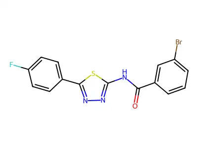 3-bromo-N-[5-(4-fluorophenyl)-1,3,4-thiadiazol-2-yl]benzamide structure