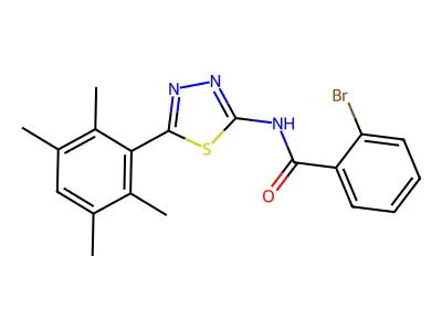 2-bromo-N-[5-(2,3,5,6-tetramethylphenyl)-1,3,4-thiadiazol-2-yl]benzamide structure