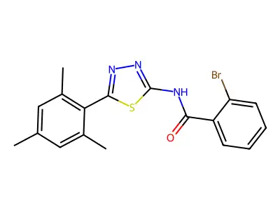 2-bromo-N-[5-(2,4,6-trimethylphenyl)-1,3,4-thiadiazol-2-yl]benzamide structure
