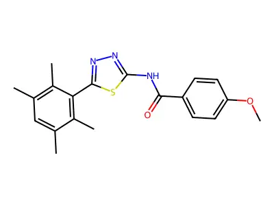 4-methoxy-N-[5-(2,3,5,6-tetramethylphenyl)-1,3,4-thiadiazol-2-yl]benzamide structure