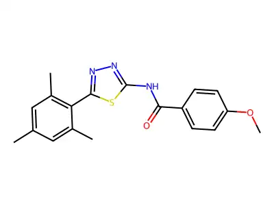 4-methoxy-N-[5-(2,4,6-trimethylphenyl)-1,3,4-thiadiazol-2-yl]benzamide structure