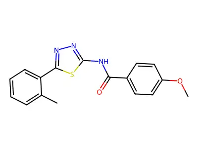 4-methoxy-N-[5-(2-methylphenyl)-1,3,4-thiadiazol-2-yl]benzamide structure